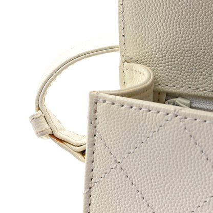 Chanel Caviar Diamond Stitched Square Flap Shoulder Bag White 15 of 15