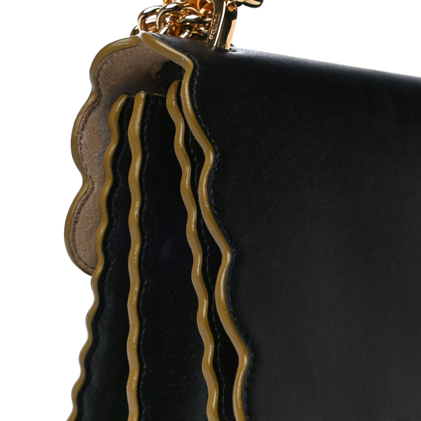 Vitello Liberty Scalloped Studded Kan I Shoulder Bag Black