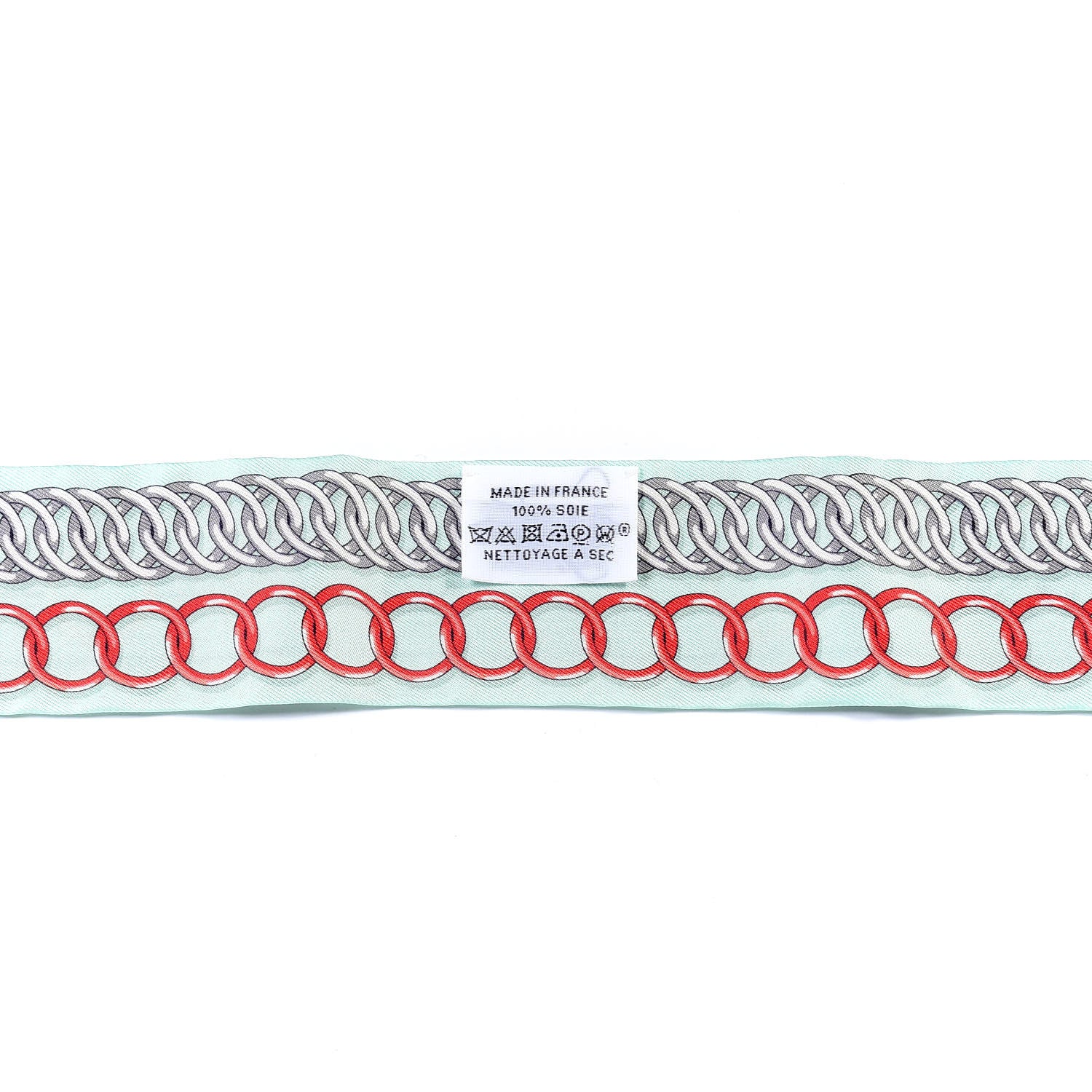 Hermes Silk Maillons Twilly Vert D'eau Ciel Rouge 3 of 4