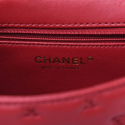 Chanel Lambskin Cross Stitch Mini Coco Handle Flap Red 5 of 14