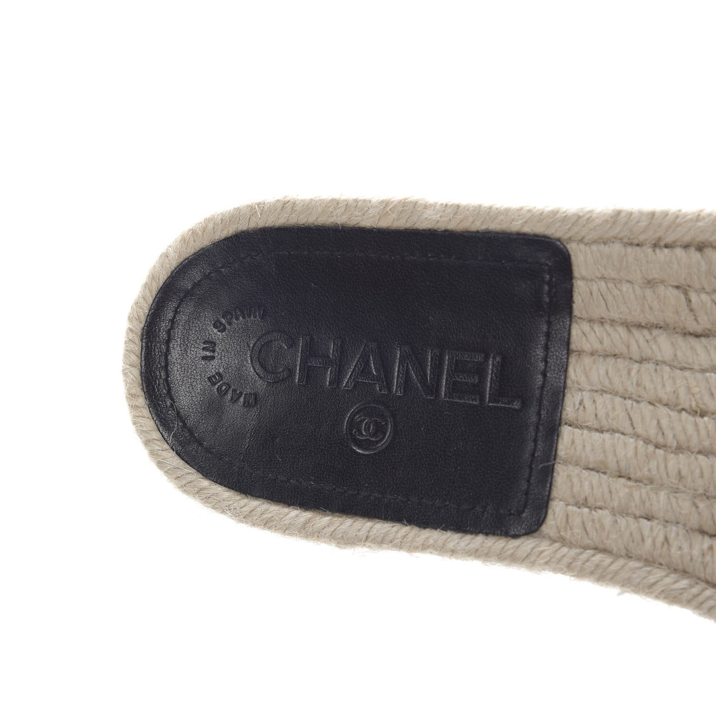Lambskin Pearl CC Espadrille Slip On Sandals 38 Black