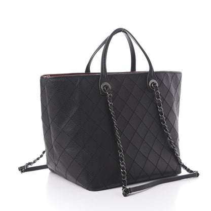 Chanel Calfskin Stitched Medium Shopping Tote Black 4 of 11