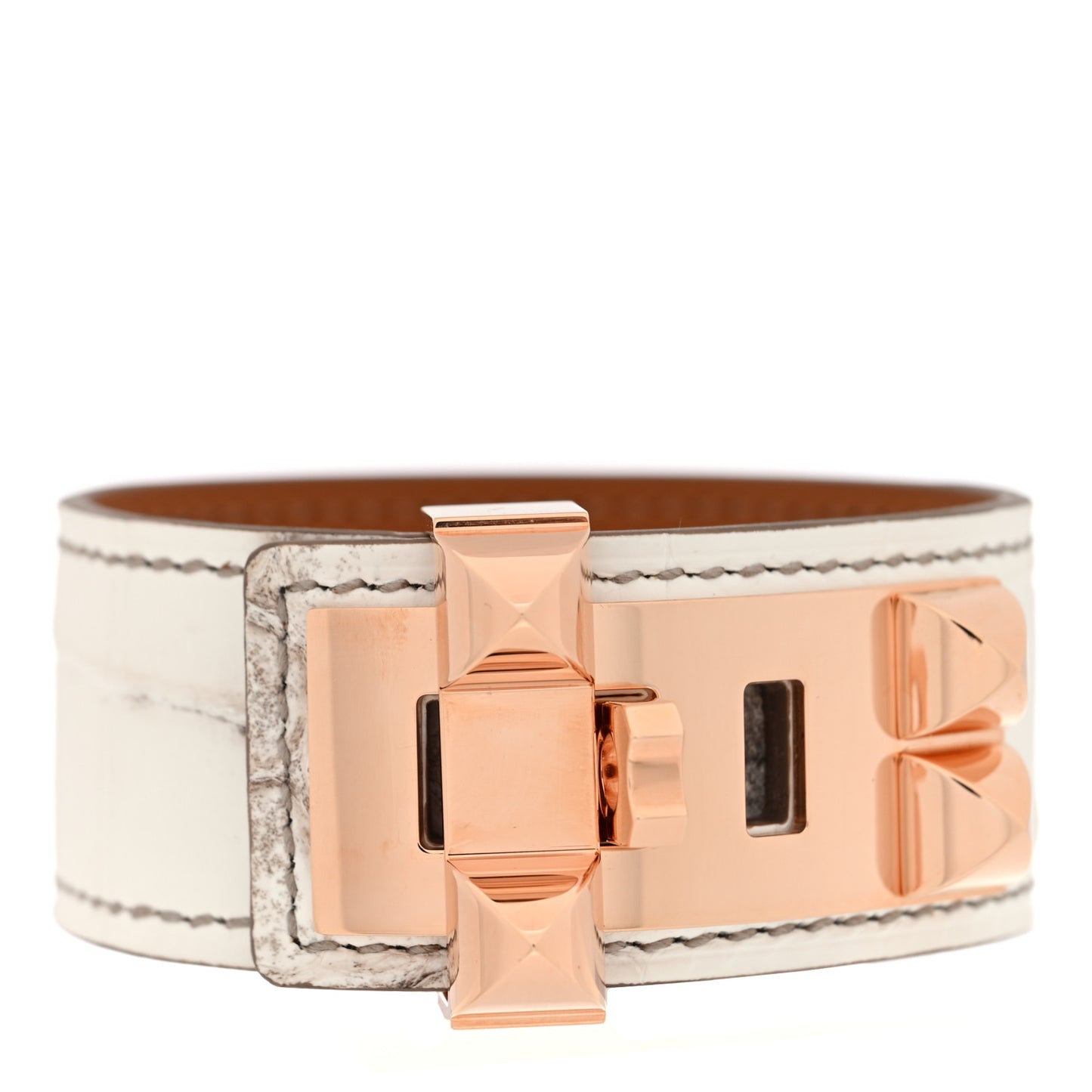 Matte Niloticus Crocodile Himalaya Collier De Chien CDC 24 Bracelet T2 Blanc