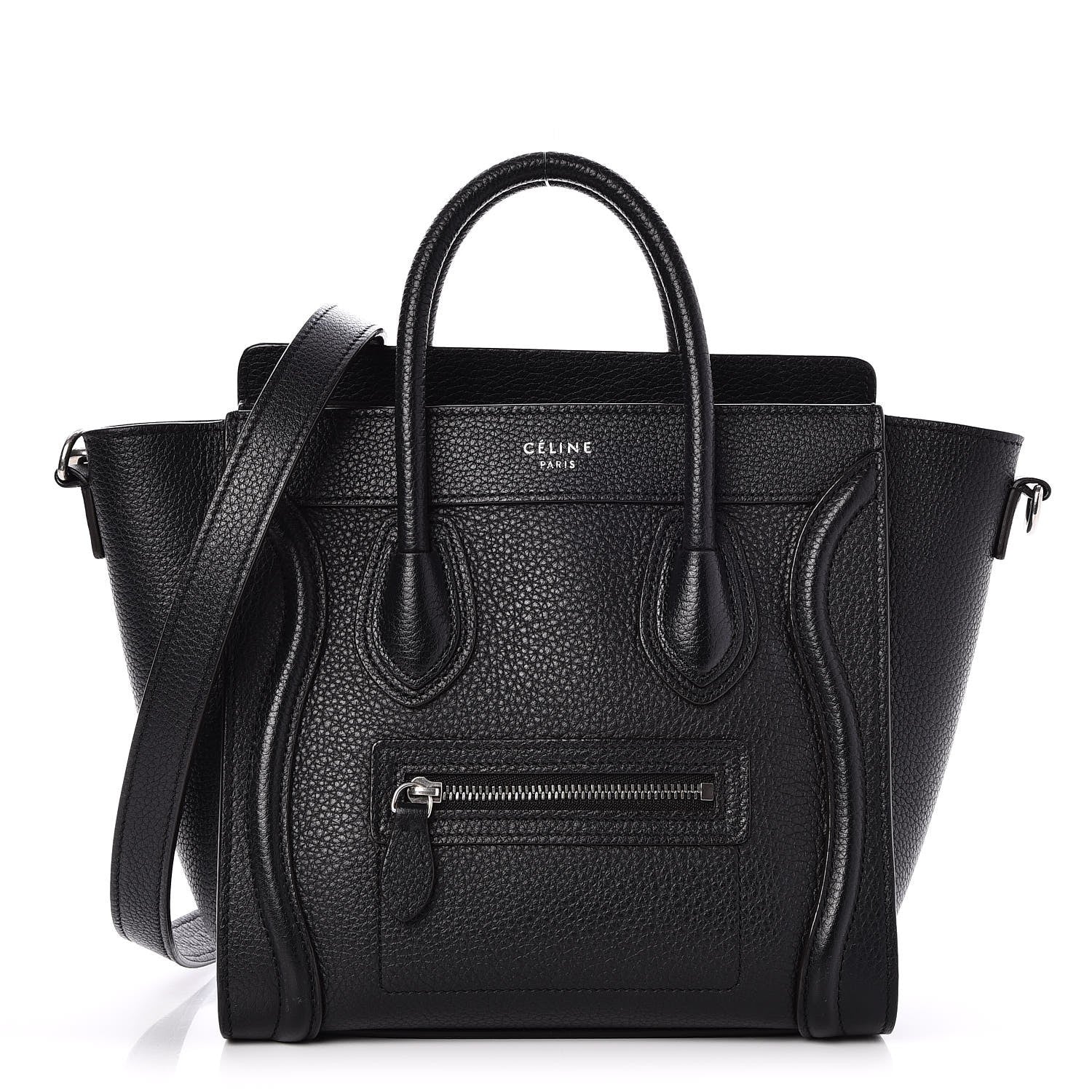 Celine Drummed Calfskin Nano Luggage Black 1 of 7