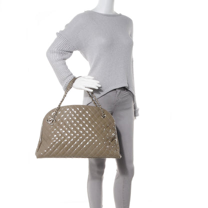 Chanel Patent Quilted Large Just Mademoiselle Gris Fonce 2 of 7