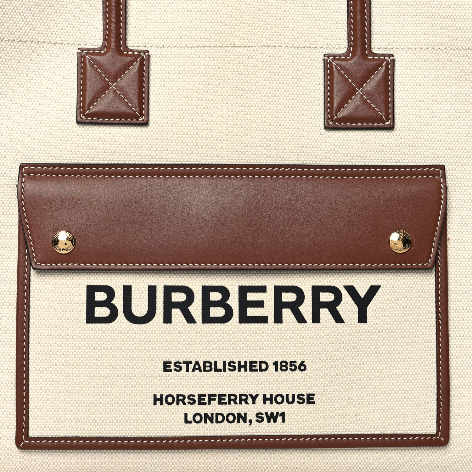 Burberry Canvas Smooth Calfskin Medium Two Tone Freya Tote Brown 7 of 15