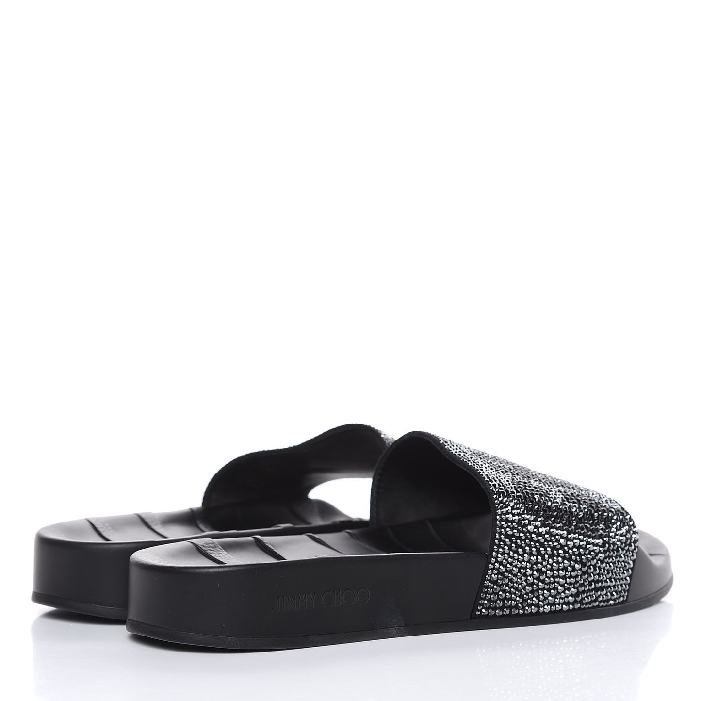 Crystal Pool Slide Sandals 38 Black
