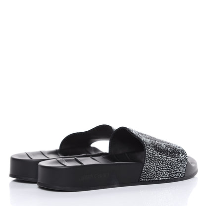 Jimmy Choo Crystal Pool Slide Sandals 38 Black 4 of 7