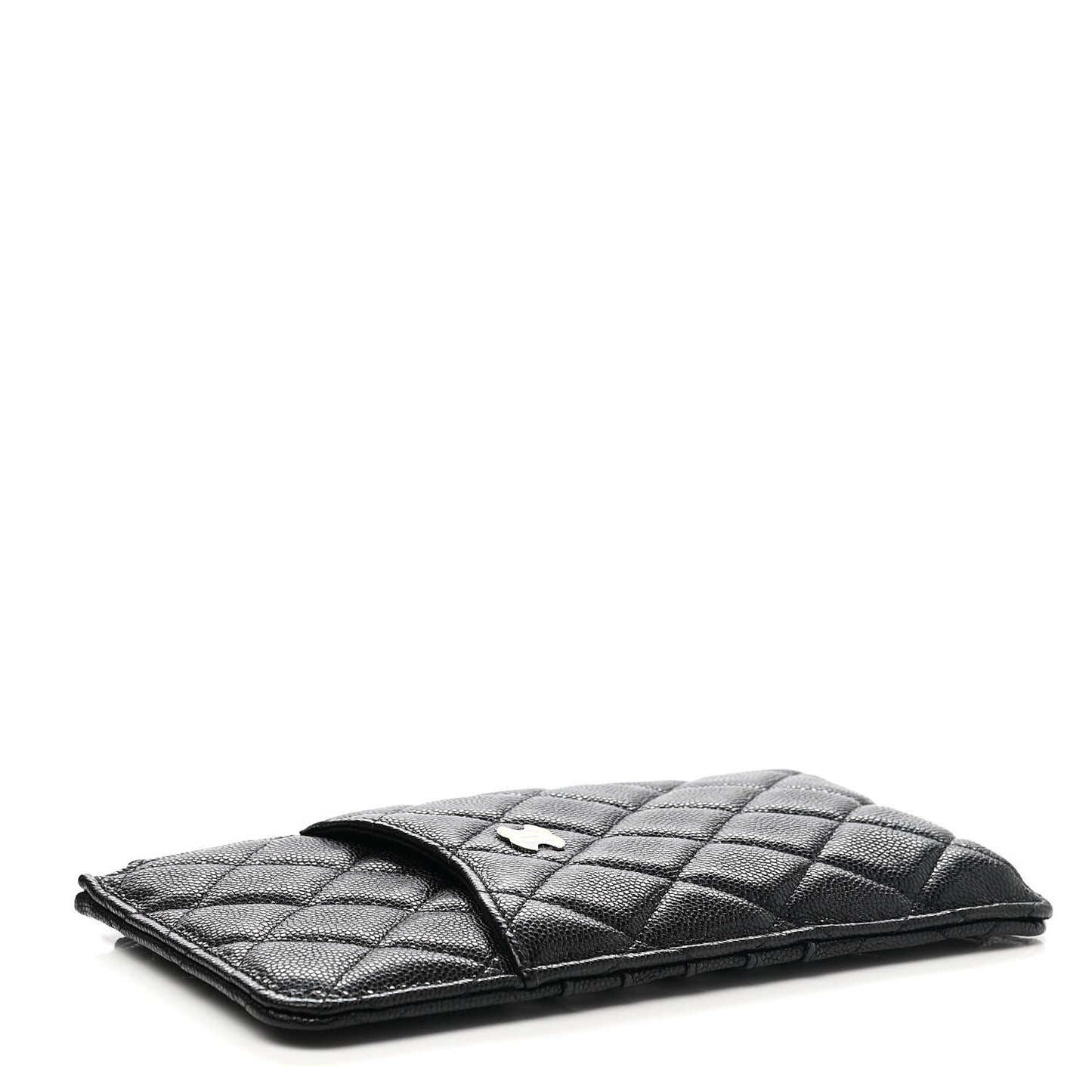 Caviar Quilted Classic Flat Wallet Pouch Black
