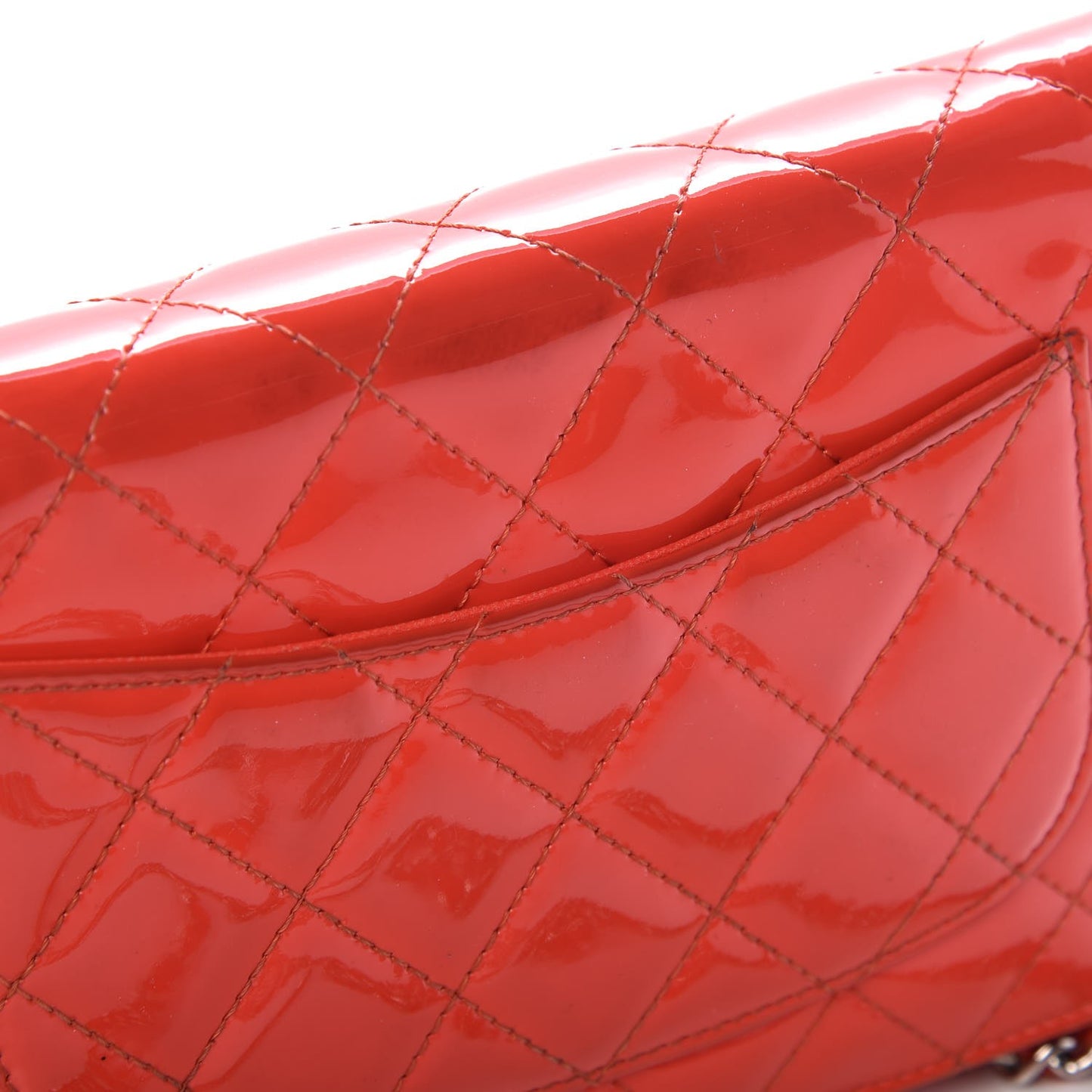 Patent Calfskin Quilted Reissue Wallet On Chain WOC Red