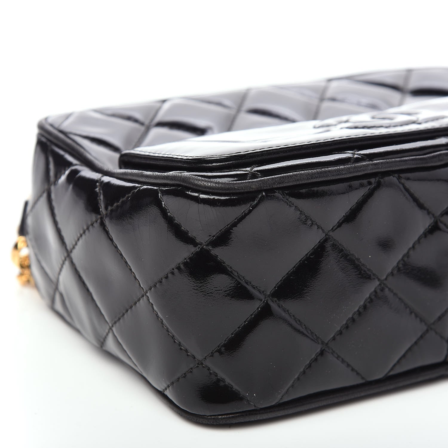 Chanel Patent Quilted Tassel Camera Case Black 10 of 11