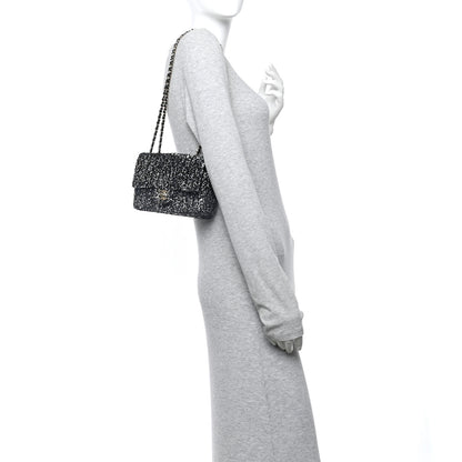 Chanel Sequin Quilted Small Single Flap Black White Grey 2 of 11