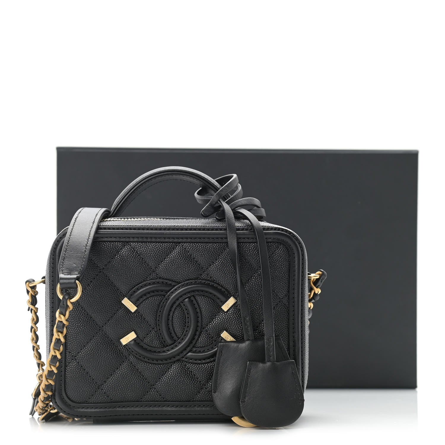 Chanel Caviar Quilted Small CC Filigree Vanity Case Black 11 of 11