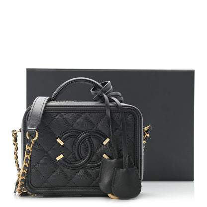 Chanel Caviar Quilted Small CC Filigree Vanity Case Black 11 of 11