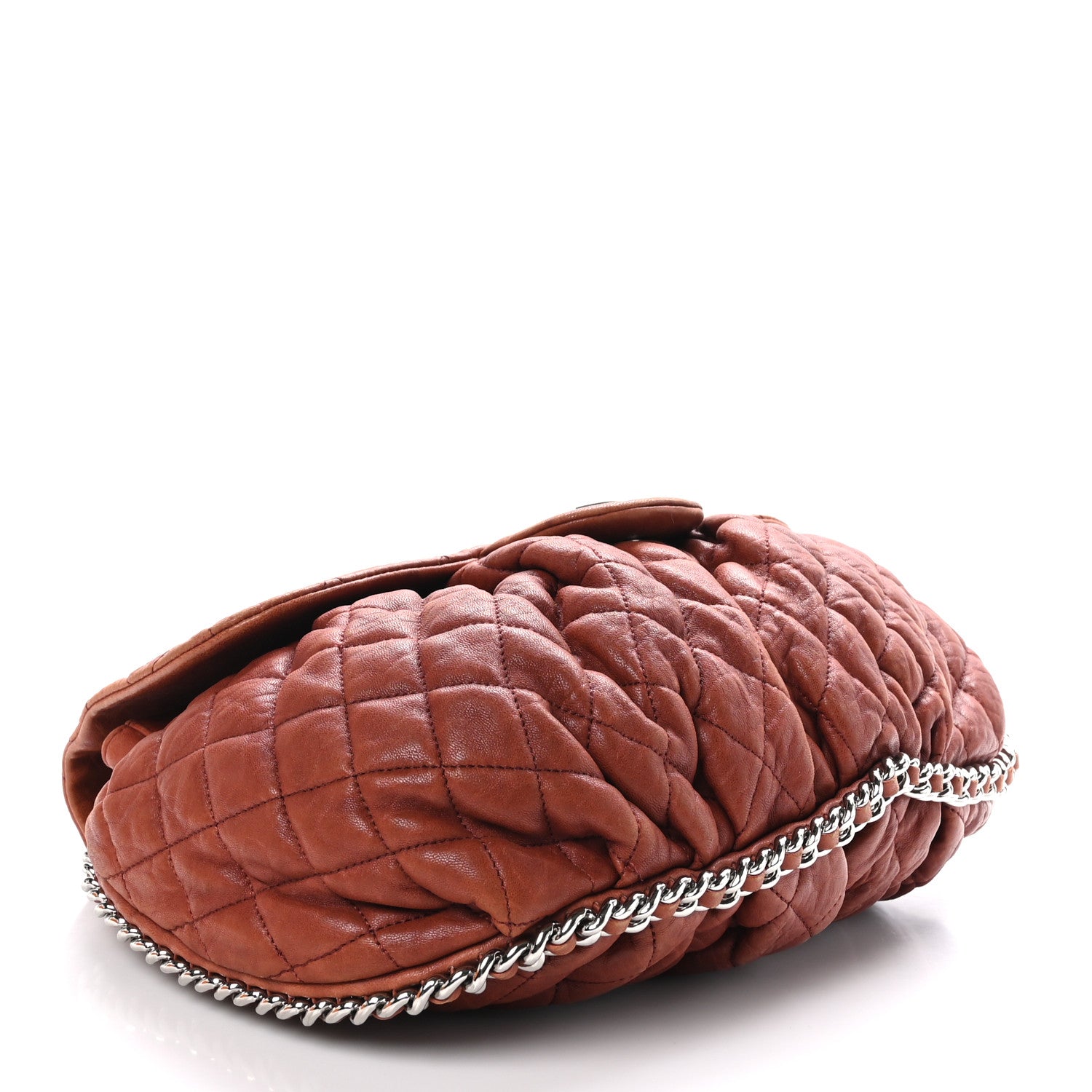 Chanel Washed Lambskin Quilted Large Chain Around Messenger Brown 4 of 11