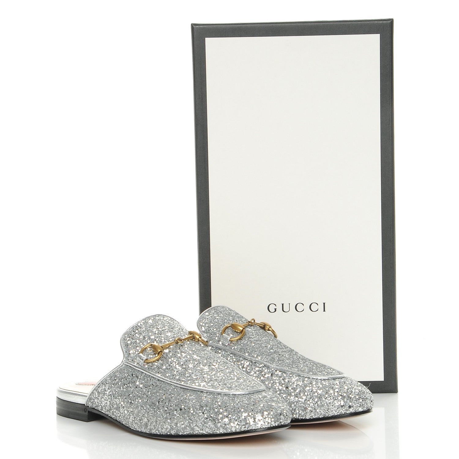 Gucci Glitter Princetown Slippers 38 Silver 9 of 9
