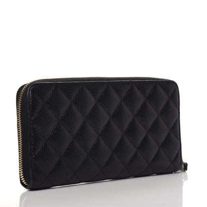 Chanel Caviar Quilted Large Gusset Zip Around Wallet Black 3 of 9