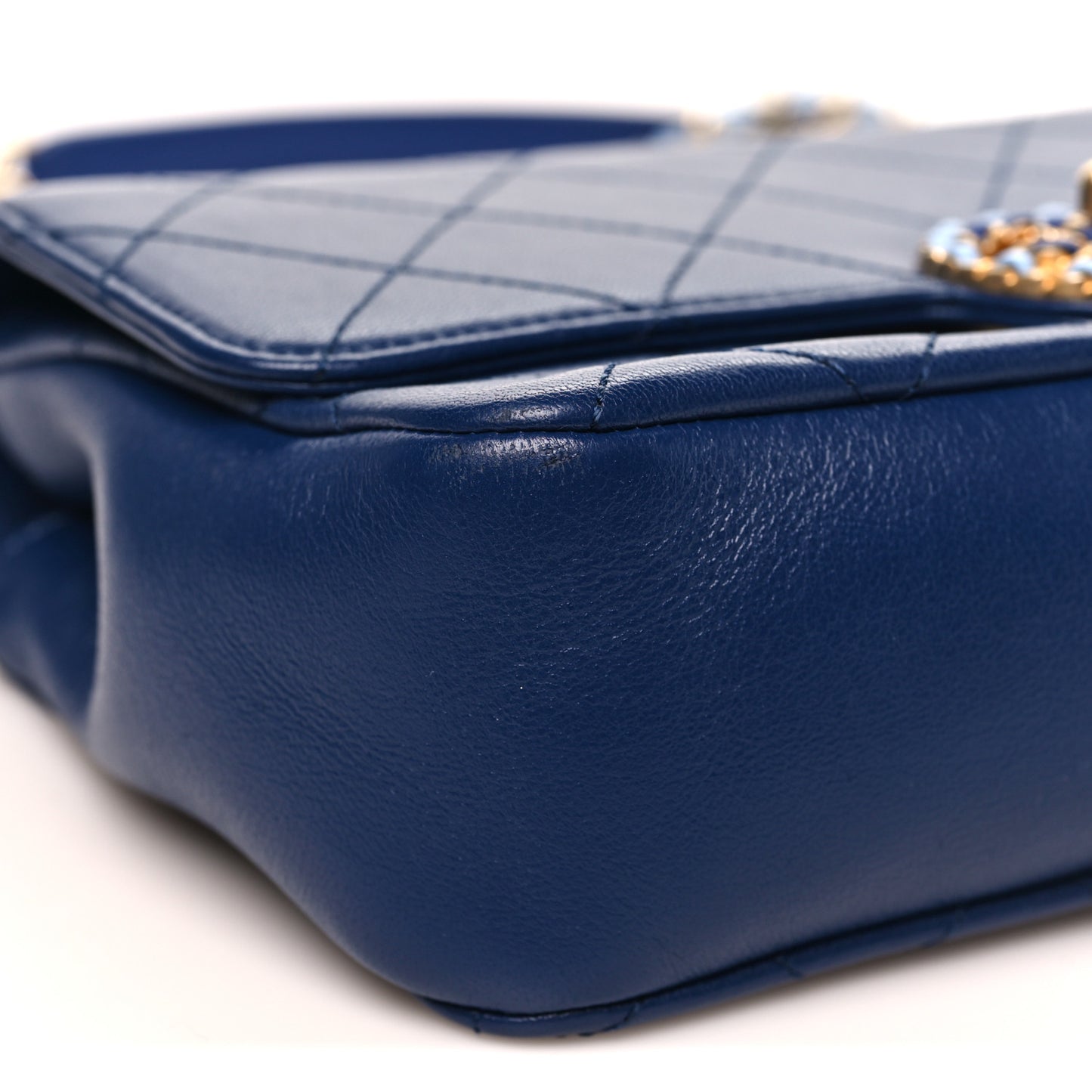 Lambskin Quilted All Around Flap Blue