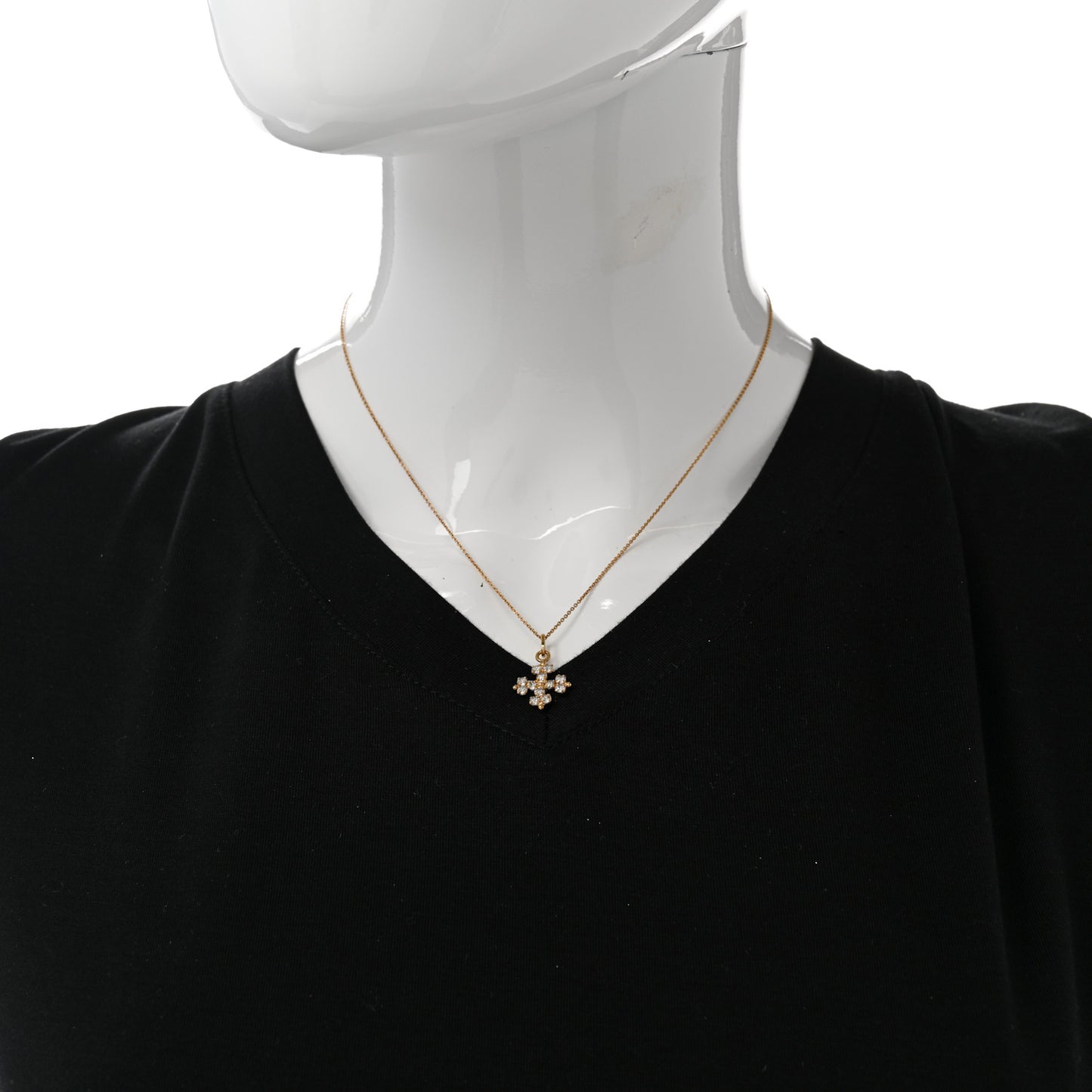 Metal Crystal Cross Pendant Necklace Gold