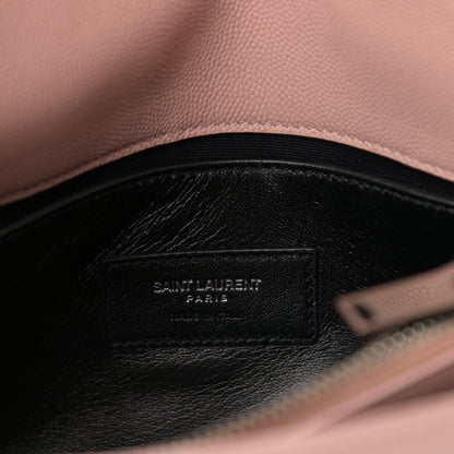 Saint Laurent Grain De Poudre Small West Hollywood Monogram Fold-Over Bag Pale Blush 6 of 10