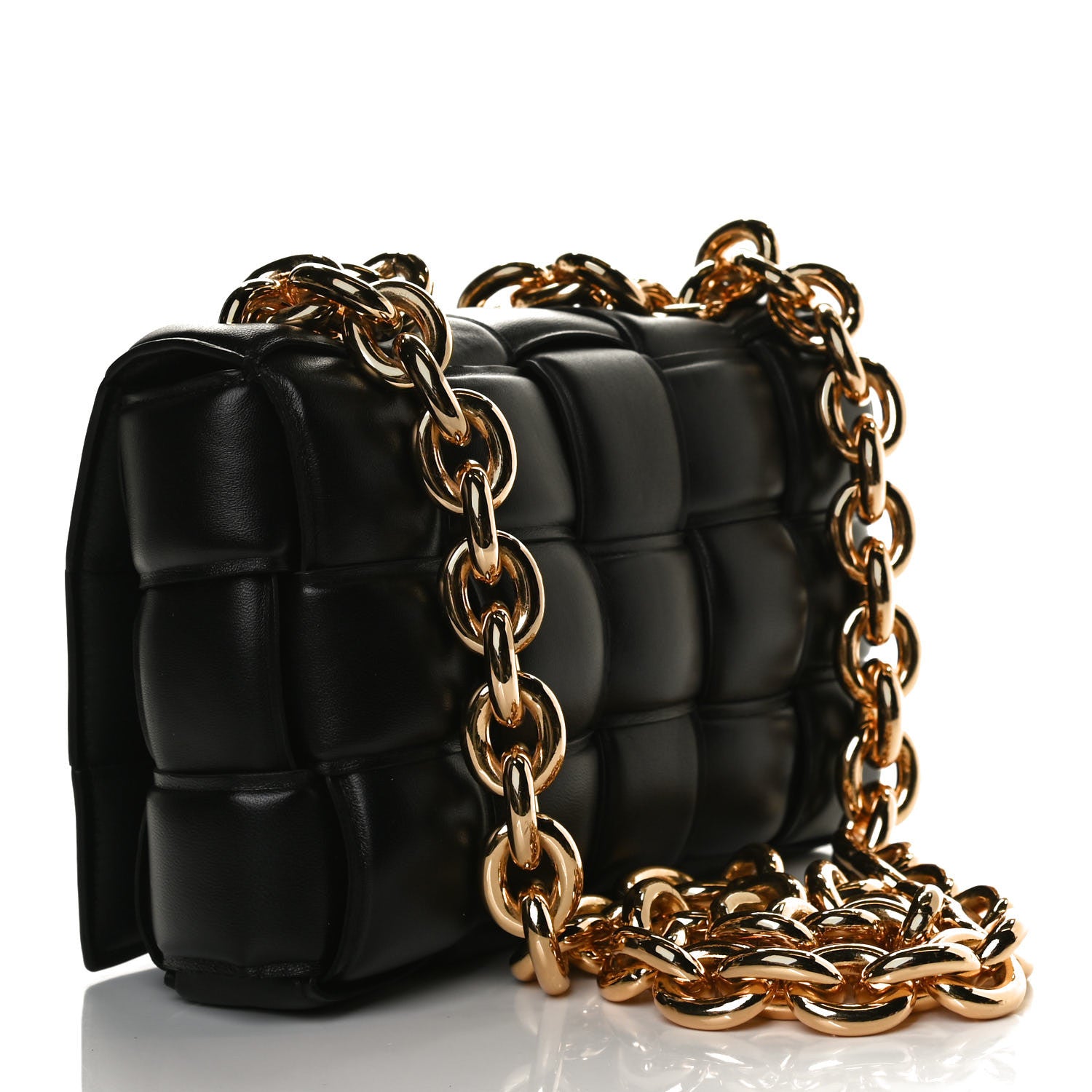 Bottega Veneta Lambskin Maxi Intreccio Padded Chain Cassette Crossbody Bag Black 4 of 33