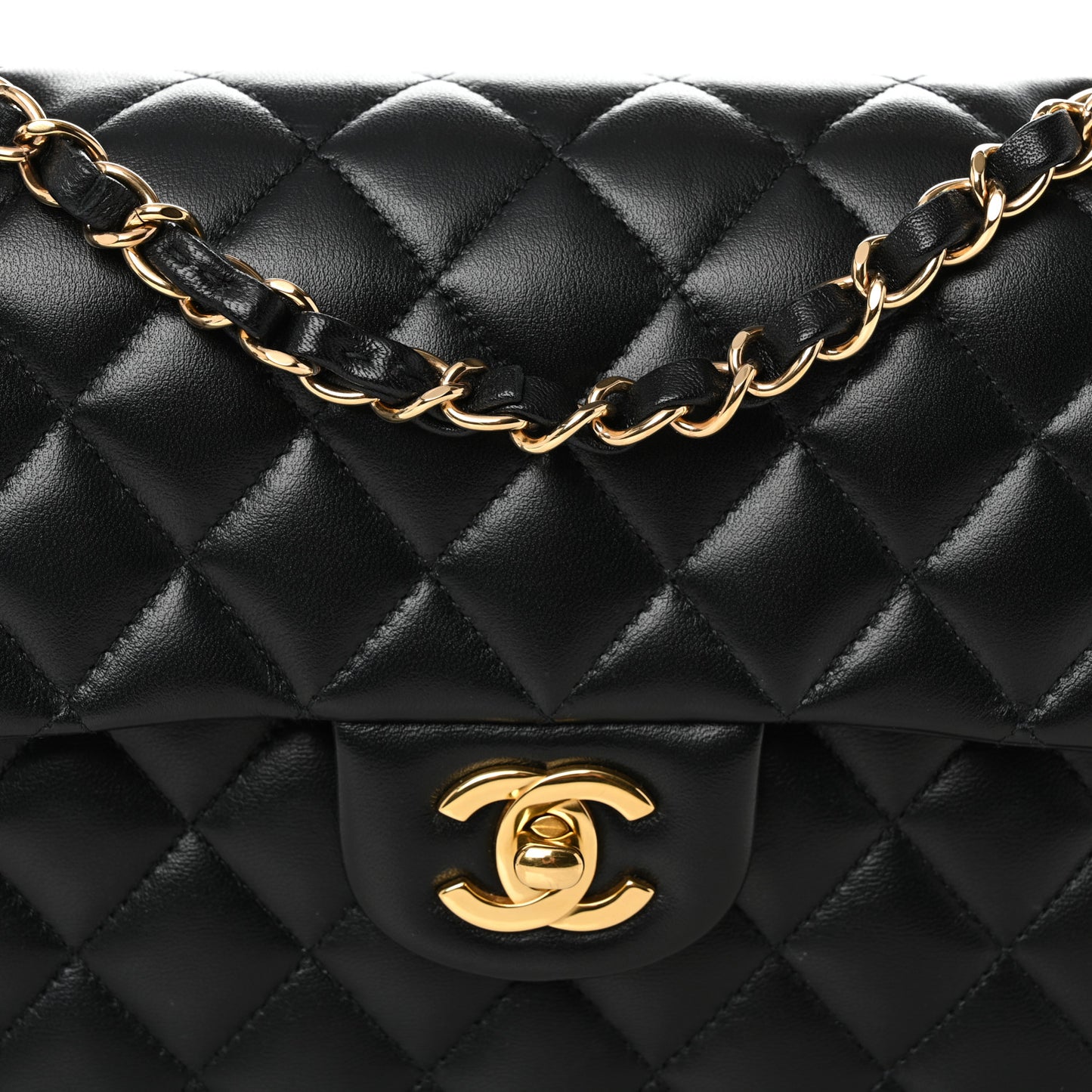 Lambskin Quilted Small Double Flap Black
