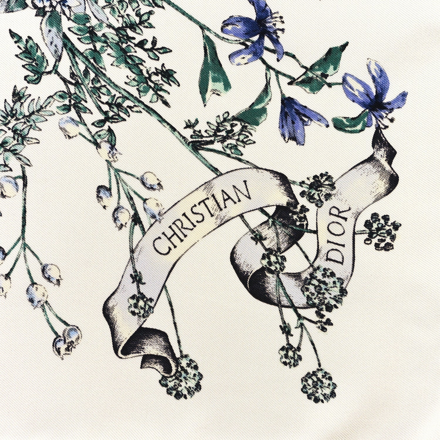 Christian Dior Silk D Floral 90 Square Scarf White Blue Multicolor 2 of 3