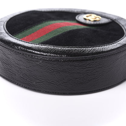 Gucci Suede Patent Web Mini Ophidia Round Shoulder Bag Black 7 of 10