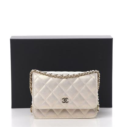 Chanel Iridescent Lambskin Quilted Mini Wallet On Chain WOC Ivory 11 of 11