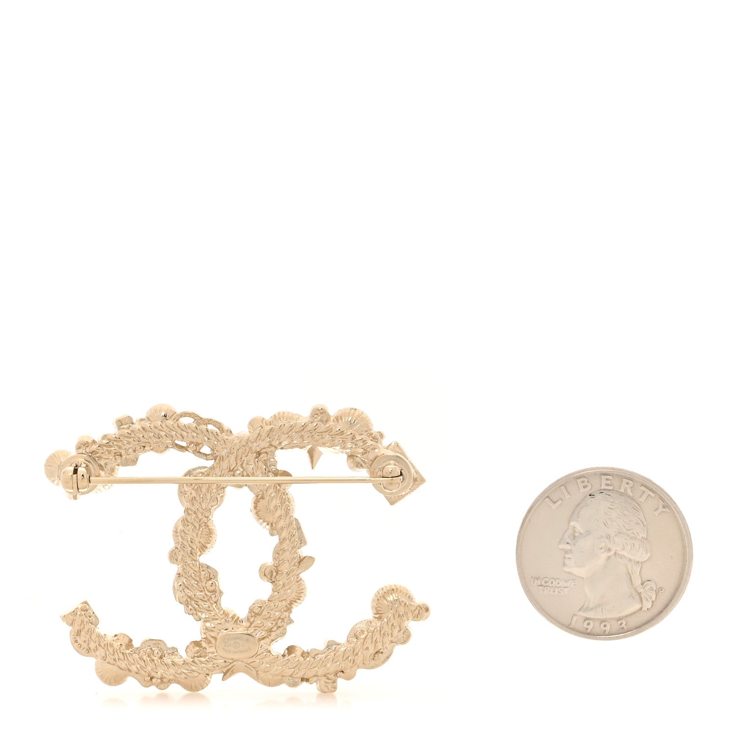 Chanel Crystal Pearl CC Charms Brooch Gold 2 of 4