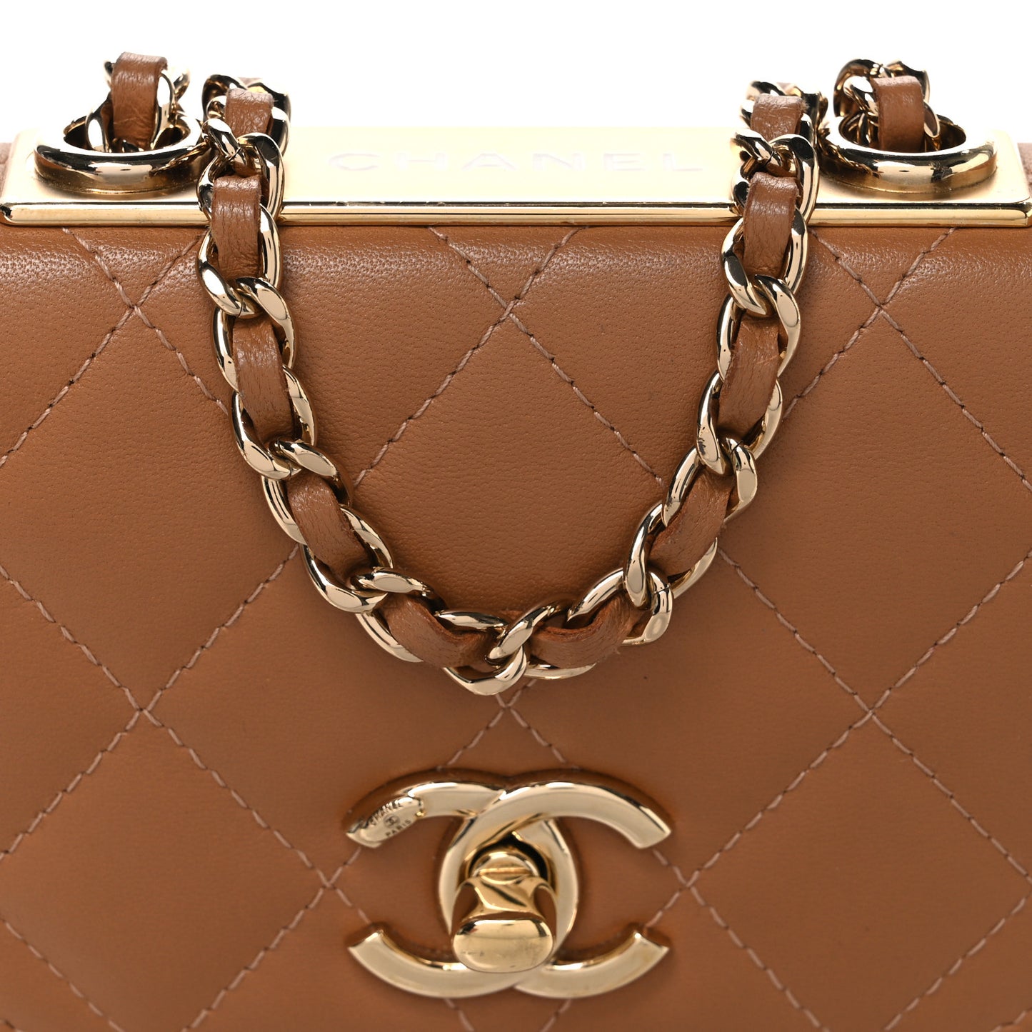Lambskin Quilted Mini Trendy CC Clutch With Chain Brown