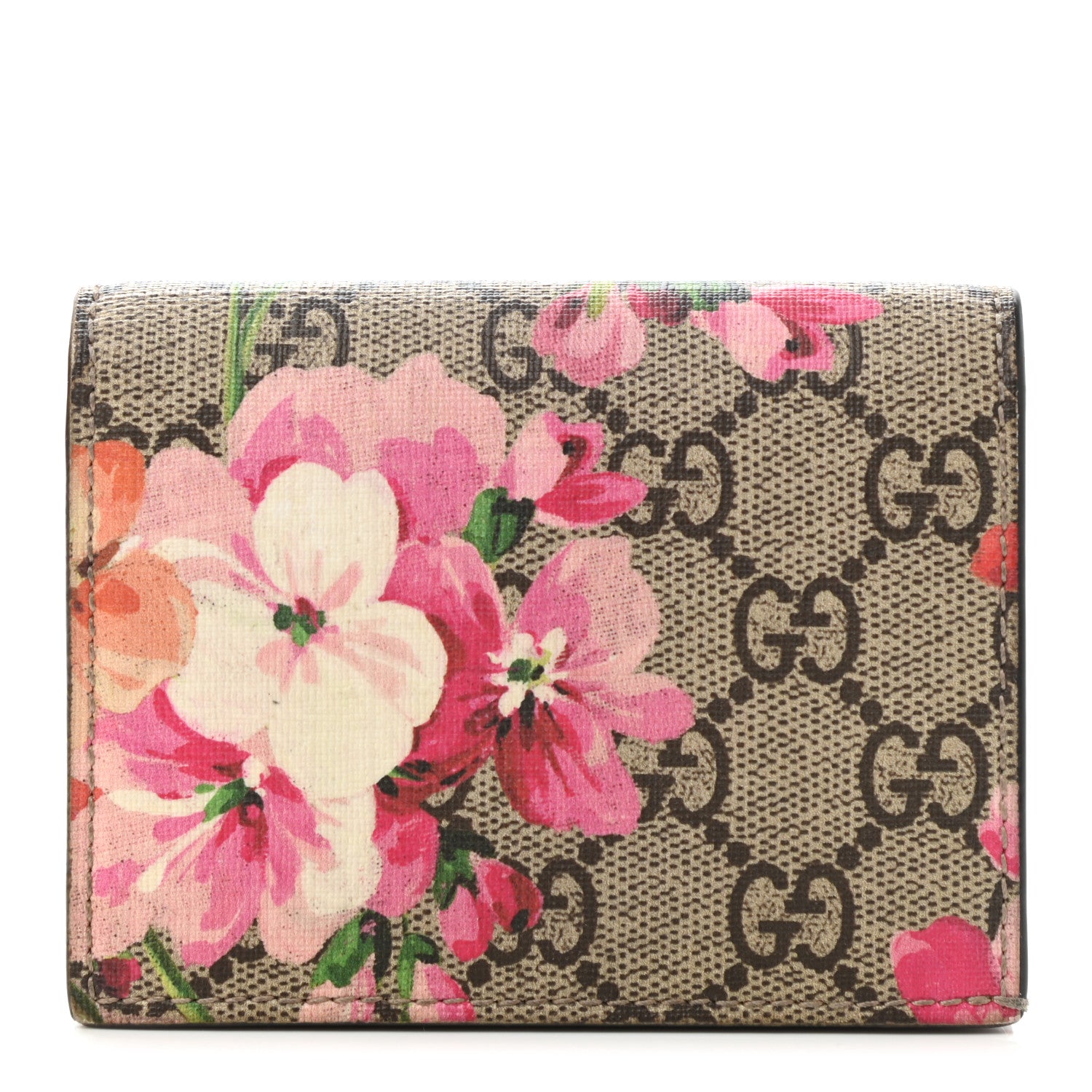 Gucci GG Supreme Monogram Blooms Card Case Beige Multicolor Dry Rose 1 of 11