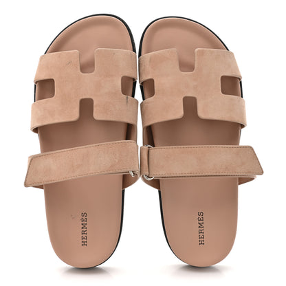 Hermes Suede Goatskin Womens Chypre Sandals 40 Rose Antique 2 of 13