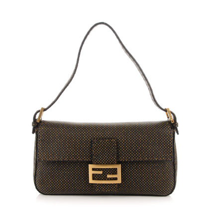 Fendi Calfskin Romano Selleria Perforated Baguette Black 1 of 7