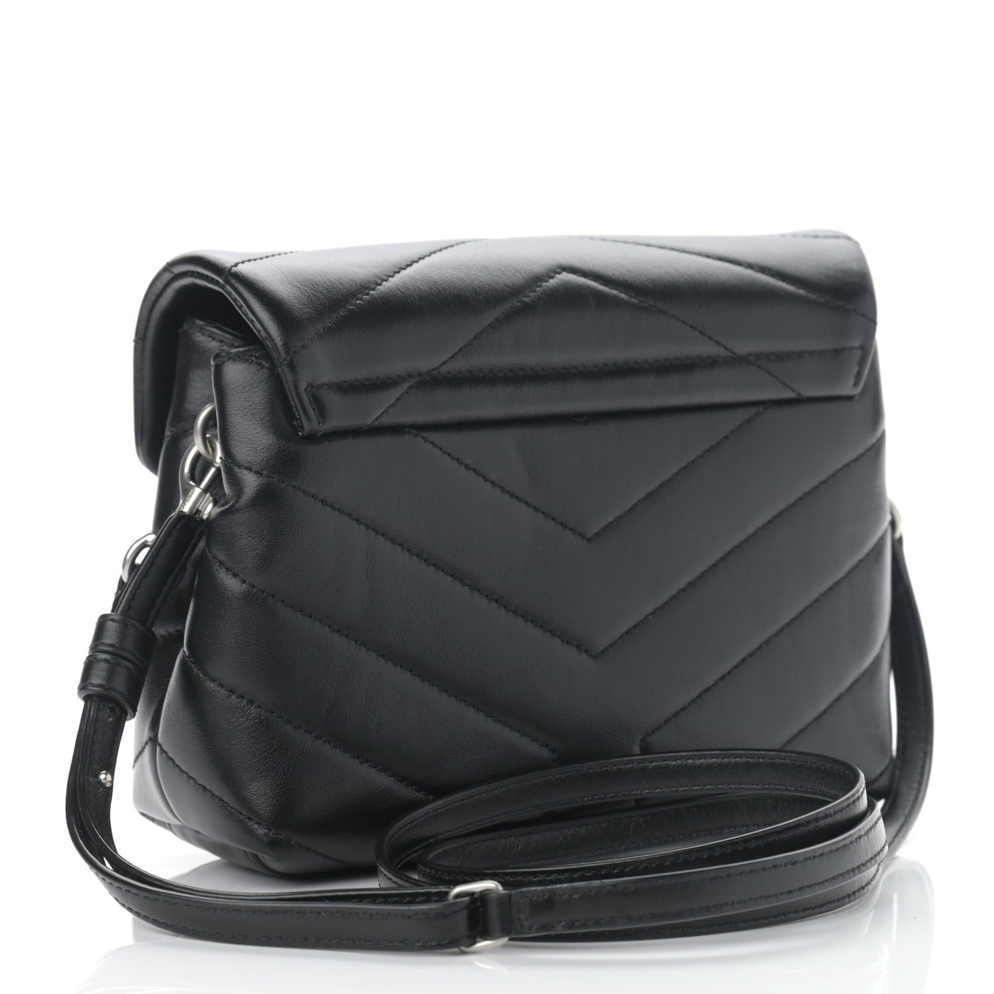 Calfskin Y Quilted Monogram Toy Loulou Crossbody Bag Black