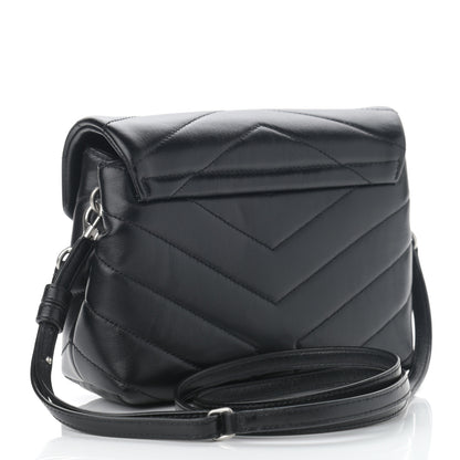 Saint Laurent Calfskin Y Quilted Monogram Toy Loulou Crossbody Bag Black 3 of 12
