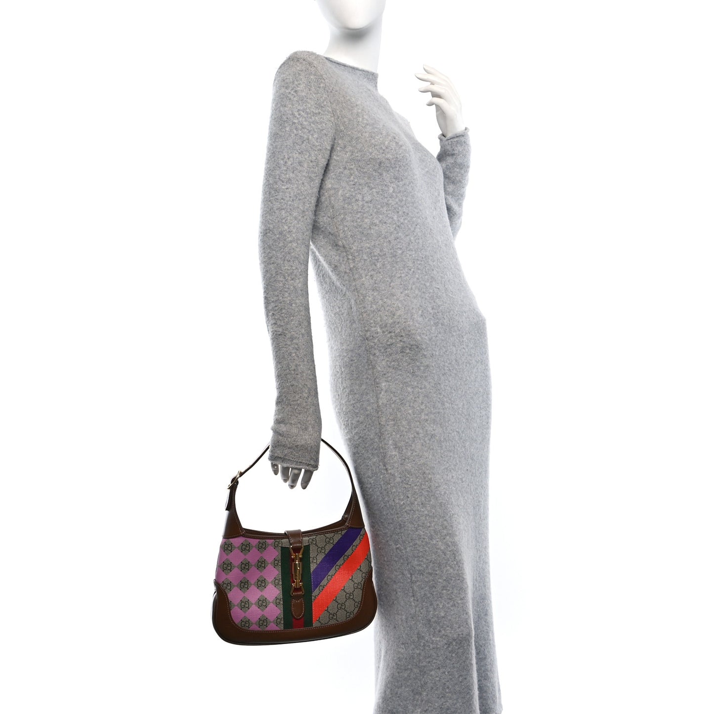 GG Supreme Monogram Azalea Calfskin Print Web Small Jackie 1961 Hobo Multicolor