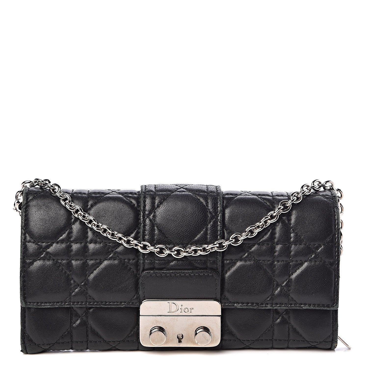 Christian Dior Lambskin Cannage Miss Dior Chain Wallet Black 1 of 8