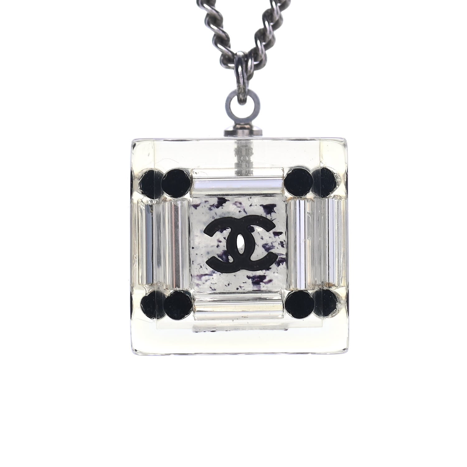 Chanel Lucite CC Square Charm Necklace 3 of 4
