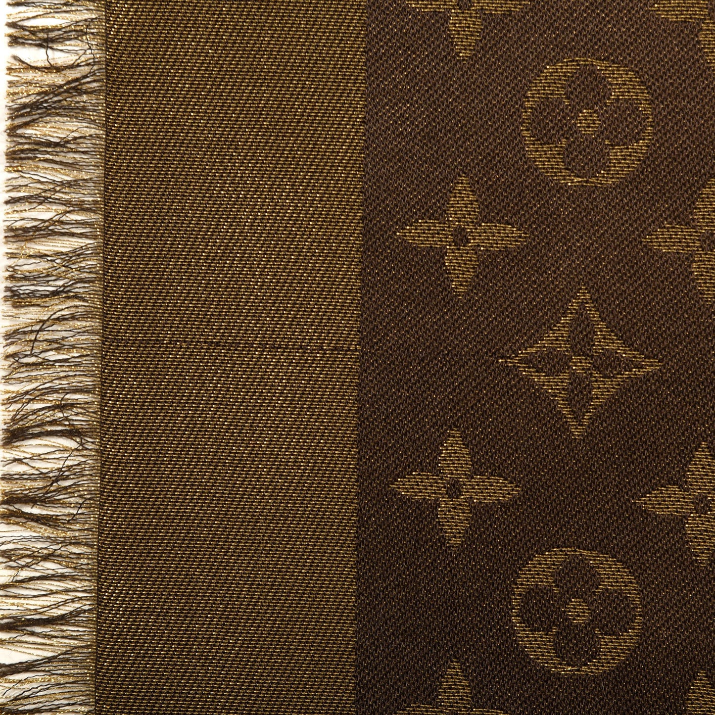 Silk Lurex Wool Monogram Shine Shawl Brown