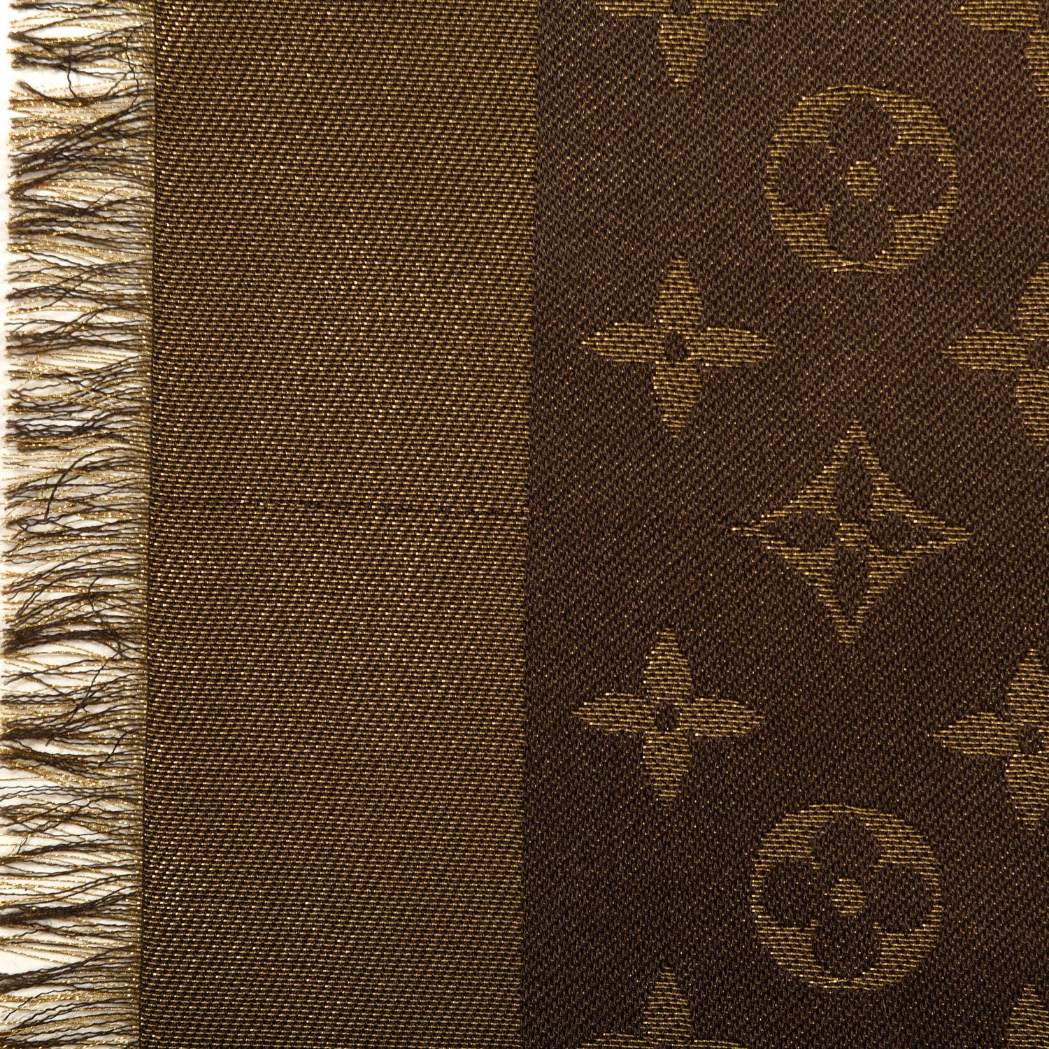 Louis Vuitton Silk Lurex Wool Monogram Shine Shawl Brown 4 of 4