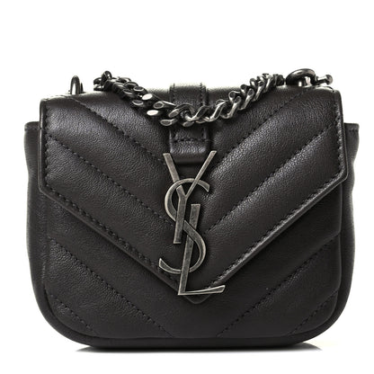Saint Laurent Sheepskin Matelasse Chevron Monogram Mini College Bag Dark Anthracite 1 of 6