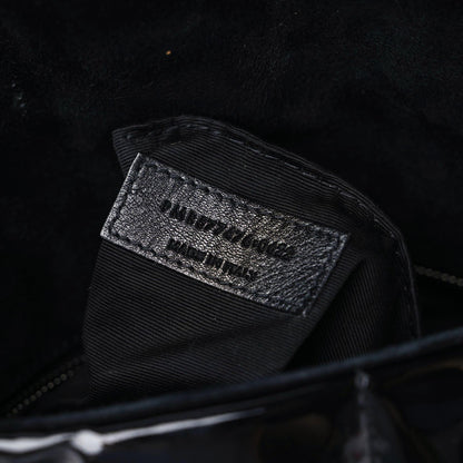 Saint Laurent Patent Lambskin Quilted Medium Loulou Puffer Monogram Chain Satchel Black 8 of 9