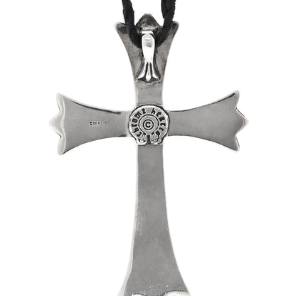 Chrome Hearts Sterling Silver Large Cross Pendant Cord Necklace 4 of 5