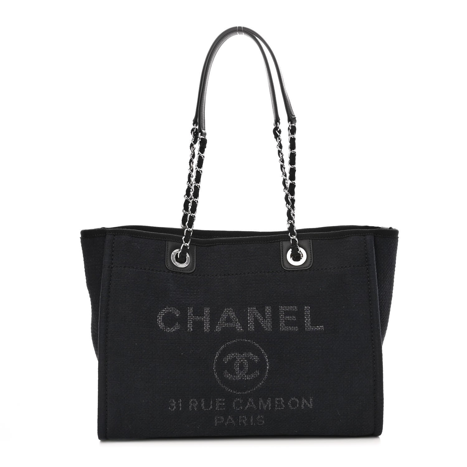 Chanel Canvas Small Deauville Tote Black 3 of 10