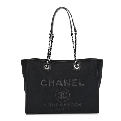 Chanel Canvas Small Deauville Tote Black 3 of 10