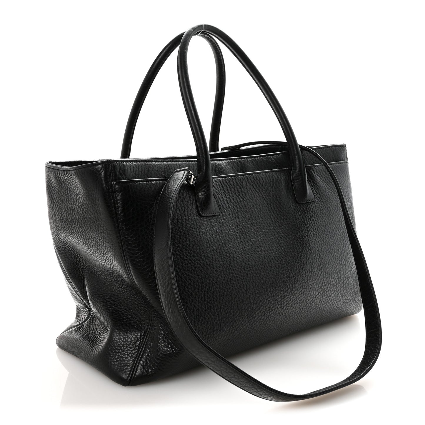 Calfskin Cerf Executive Shopper Tote Black