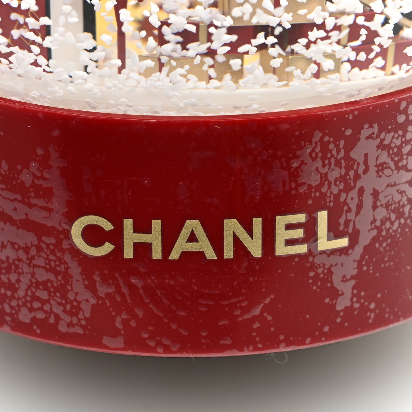 Glass N°5 Perfume Bottle Snow Globe Red