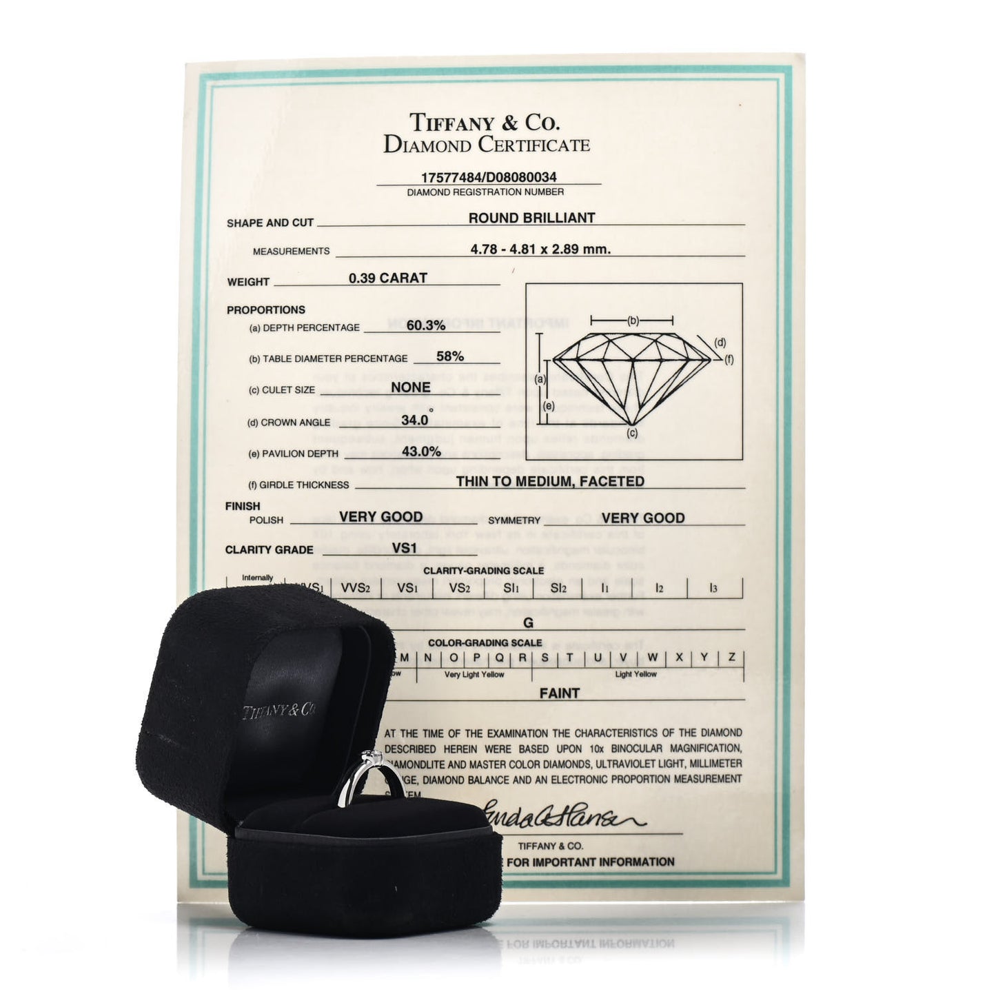 Platinum Diamond .39ct Etoile Solitaire Engagement Ring 54 7