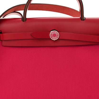 Hermes Toile Militaire Vache Hunter Laque Herbag Zip Retourne 31 PM Rose Mexico Rouge Piment 9 of 12